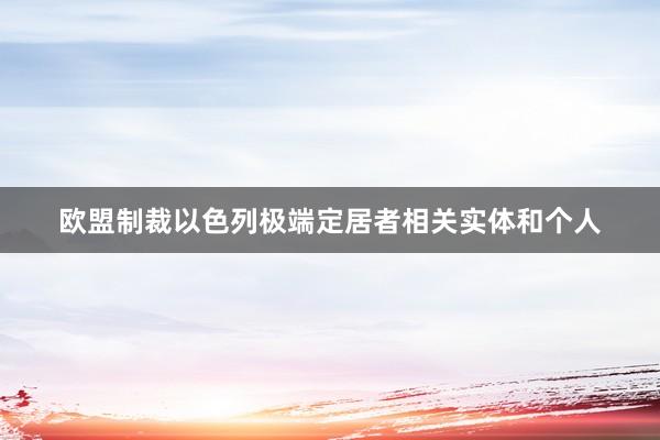 欧盟制裁以色列极端定居者相关实体和个人