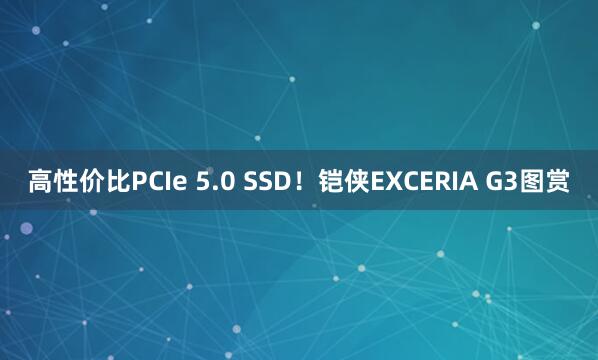 高性价比PCIe 5.0 SSD！铠侠EXCERIA G3图赏