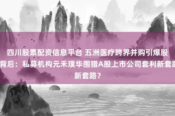 四川股票配资信息平台 五洲医疗跨界并购引爆股价背后：私募机构元禾璞华围猎A股上市公司套利新套路？