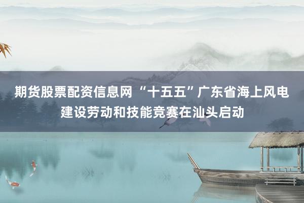 期货股票配资信息网 “十五五”广东省海上风电建设劳动和技能竞赛在汕头启动