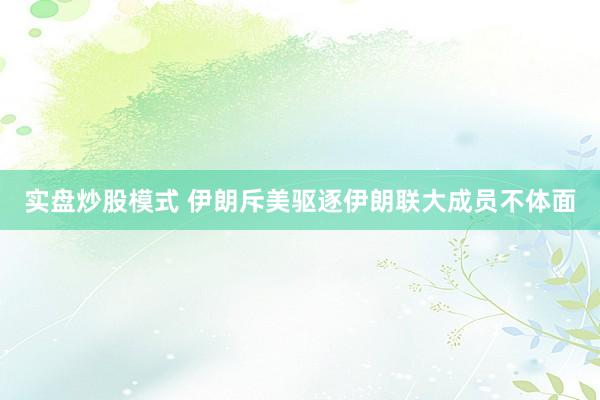 实盘炒股模式 伊朗斥美驱逐伊朗联大成员不体面